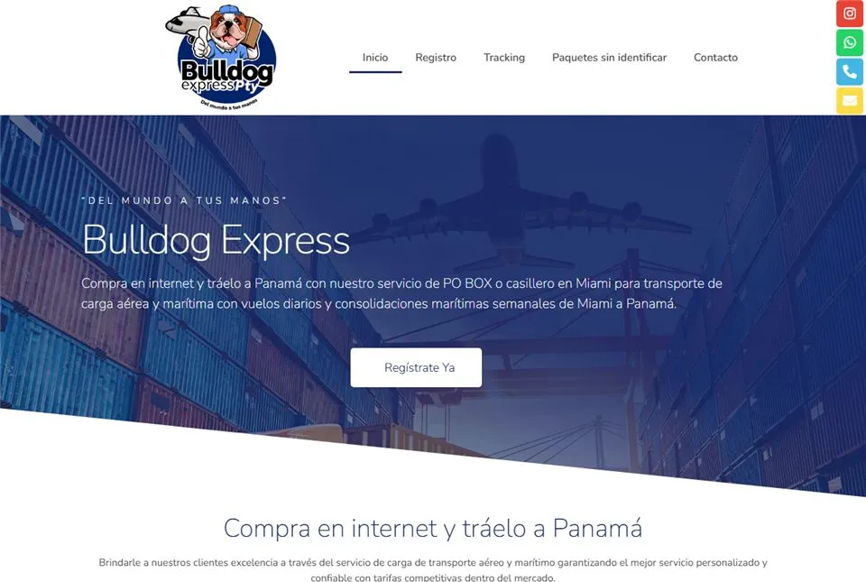 Página web de bulldogexpresspty.com, diseñada por Jalpro