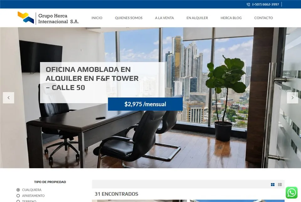 Página web de hercarealty.com, diseñada por Jalpro
