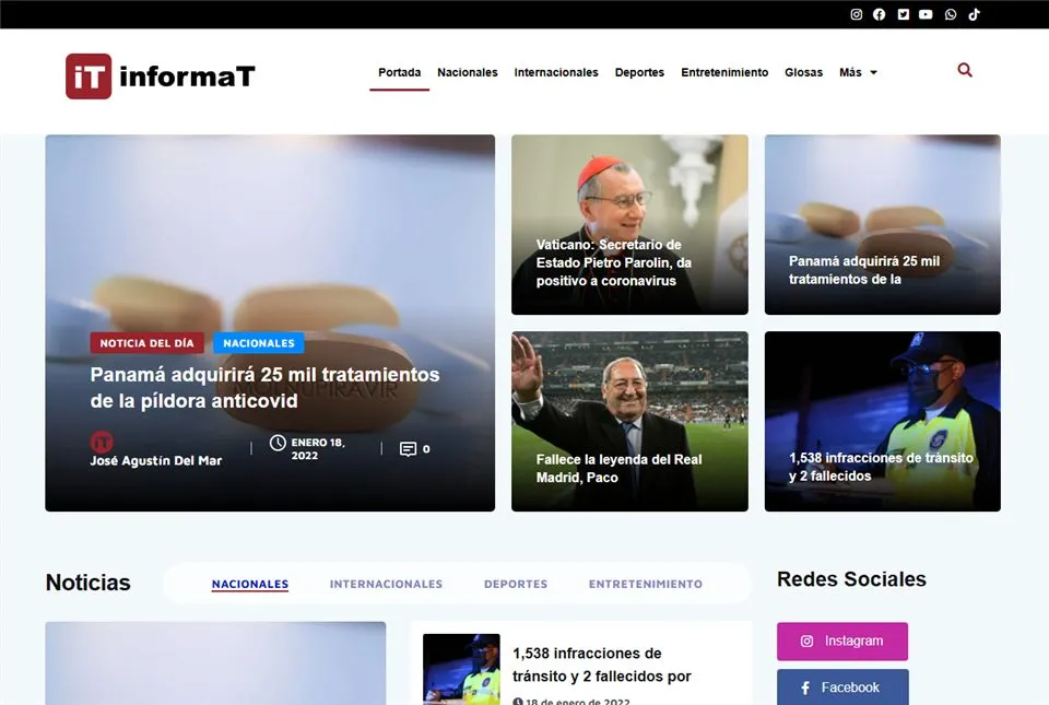 Página web de informatpanama.com, diseñada por Jalpro