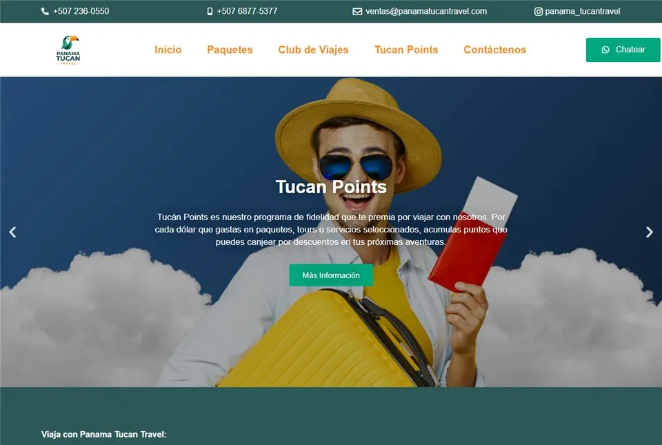 Página web de panamatucantravel.com, diseñada por Jalpro